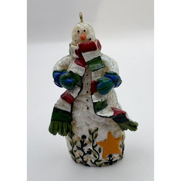 Vintage Snowman Christmas Tree Ornament With Scarf & Star Rustic - Picture 7 of 7